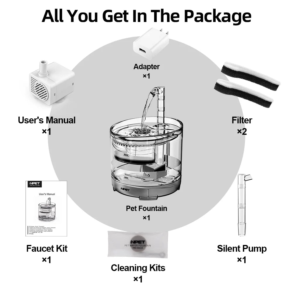 50Oz/1.5L Pet Fountain Automatic Water Fountain for Dogs and Cats
