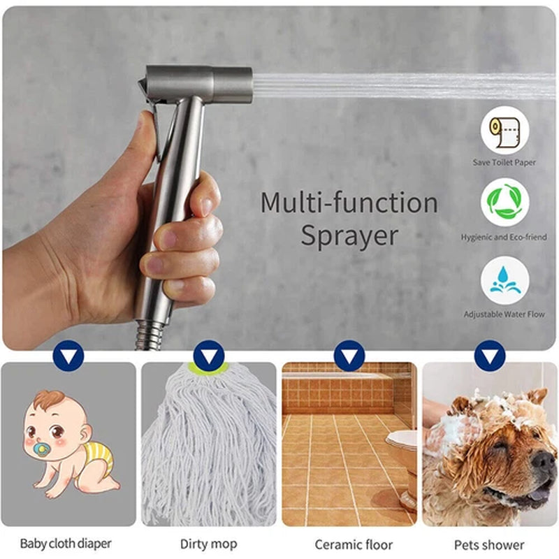 Toilet Shattaf Adapter Hose Bidet Spray Stainless Steel Handheld Shower Head US
